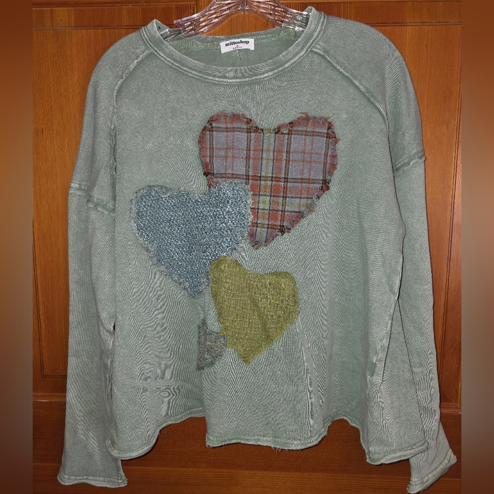 French Terry Patch-Work Sweatshirt Size Small - image 1